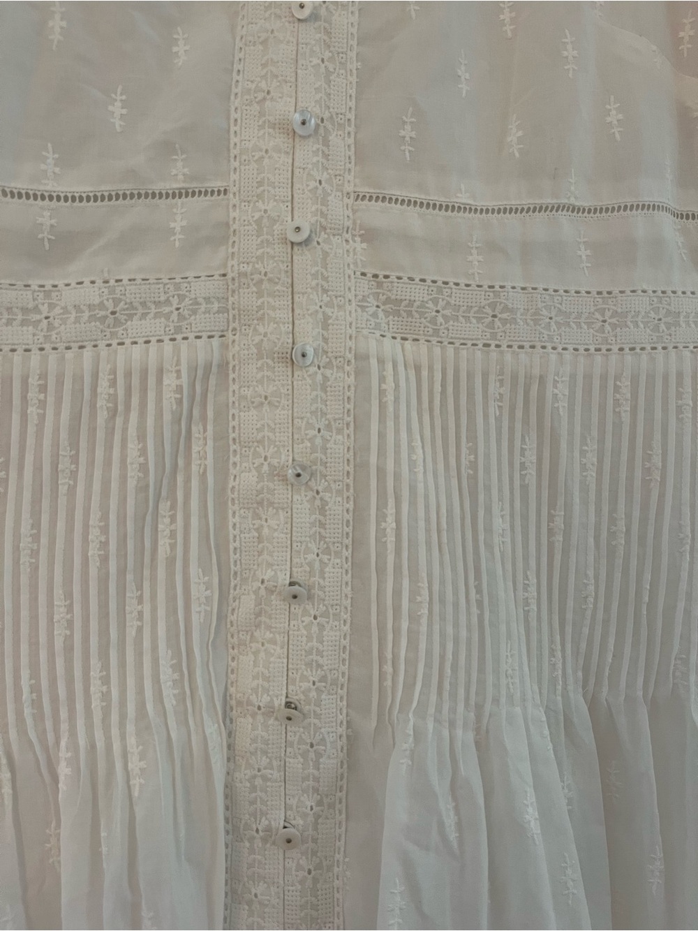 NWT Magaschoni White Linen Eyelet Short Sleeve Button-Front Maxi Dress Medium - Picture 9 of 13